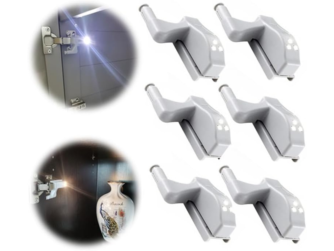 Conjunto De 6 Luzes Led Com Sensor Dobradiça Para Armário Noturnas