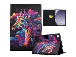 Capa de couro sintético com estampa de girafa Hengrongshen e compartimentos para cartões para tablet Samsung Galaxy Tab A9