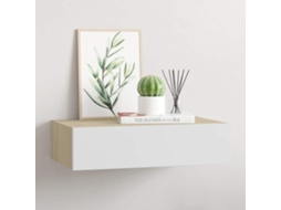 Vidaxl Prateleira De Parede Com Gaveta Em Carvalho E Branco 40x23,5x10 Cm Mdf