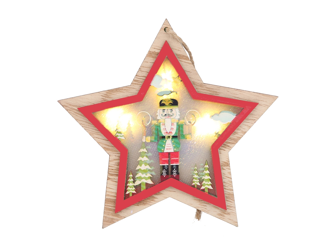 Laxiscreed Decoração De Natal Em Madeira Com Estrela De Cinco Pontas E Luzes Para Festas