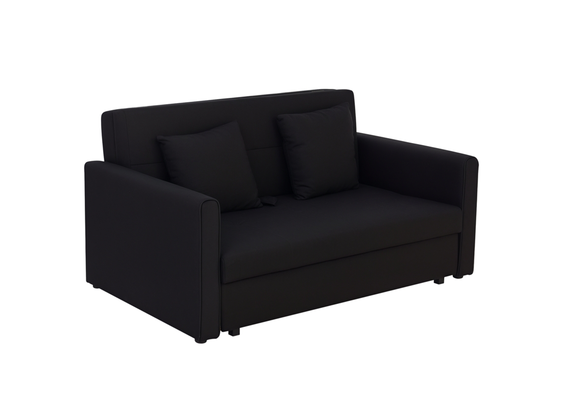 Sofá Cama De 2 Lugares Estofado Em Algodão Com 2 Almofadas Apoio Para Os Braços E Armazenamento Duplo Moderno Para Sala De Estar Escritório