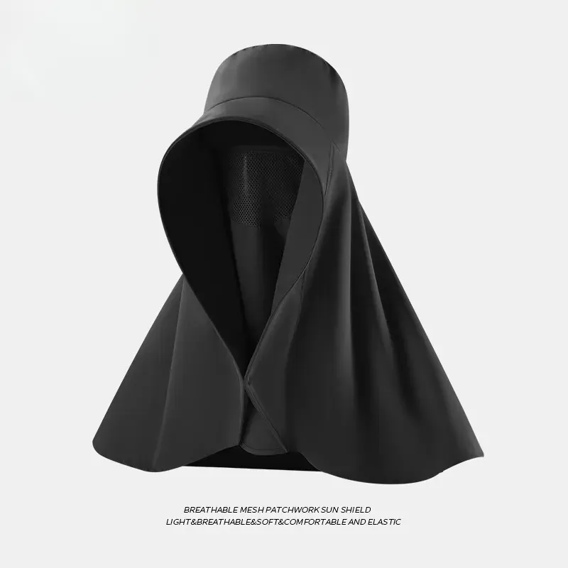 Chapéu solar feminino UPF 50+, aba extra larga, proteção 360°, tecido de secagem rápida, preto CZHHMART