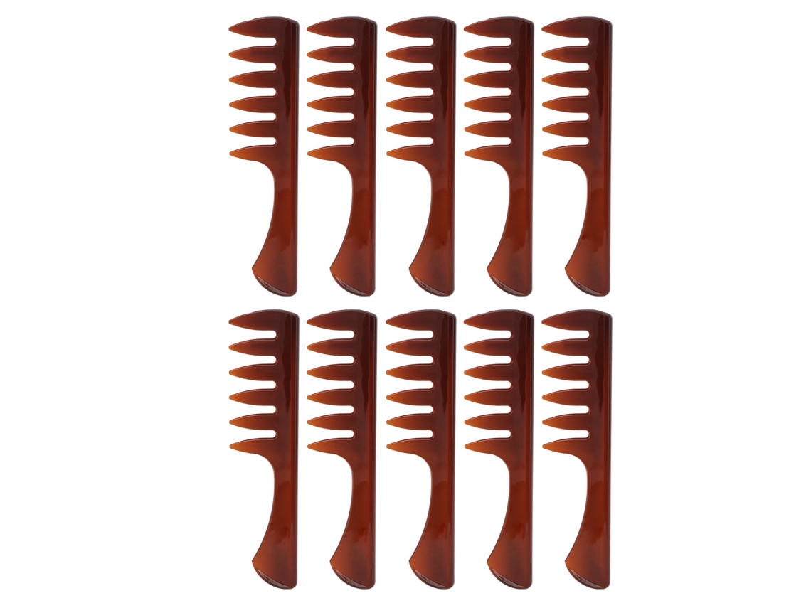 2026 10 Peças de Pente de Estilo com Dentes Largos, Cabo Ergonômico Longo, Profissional para Cabelo Oleoso, Vintage, Homem, Marrom Transparente