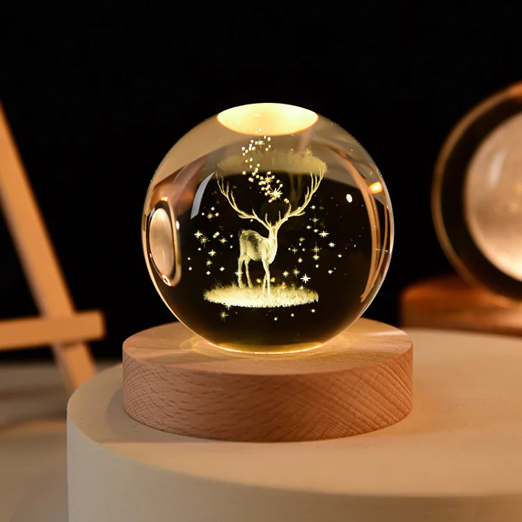 Bola de Cristal 3d de 60mm com Gravação a Laser Ornamento Colecionável MDUG (veado 60mm)