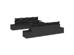 Maison Exclusive - Conjunto De Sofá De Jardim Com Almofada 9 Pcs Preto Vime Pe