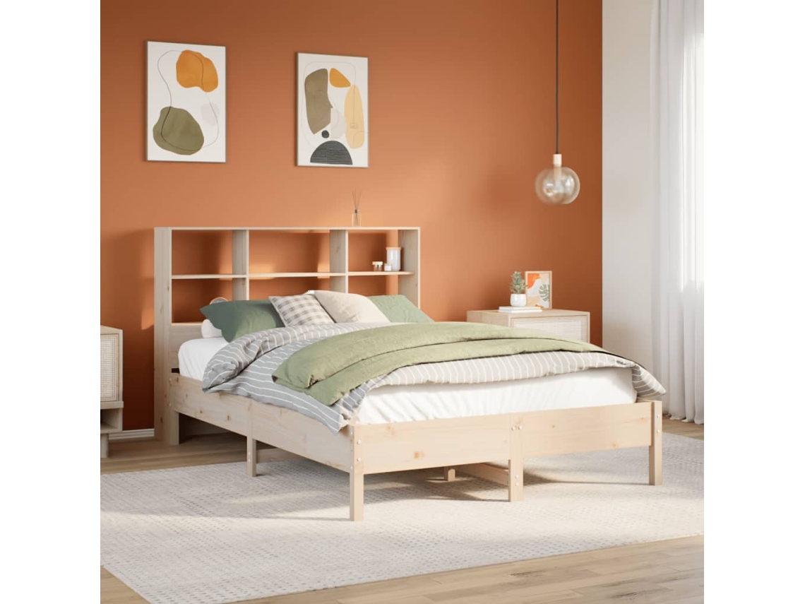 Cama Com Estante Sem Colchão 120x200 Cm Pinho Maciço