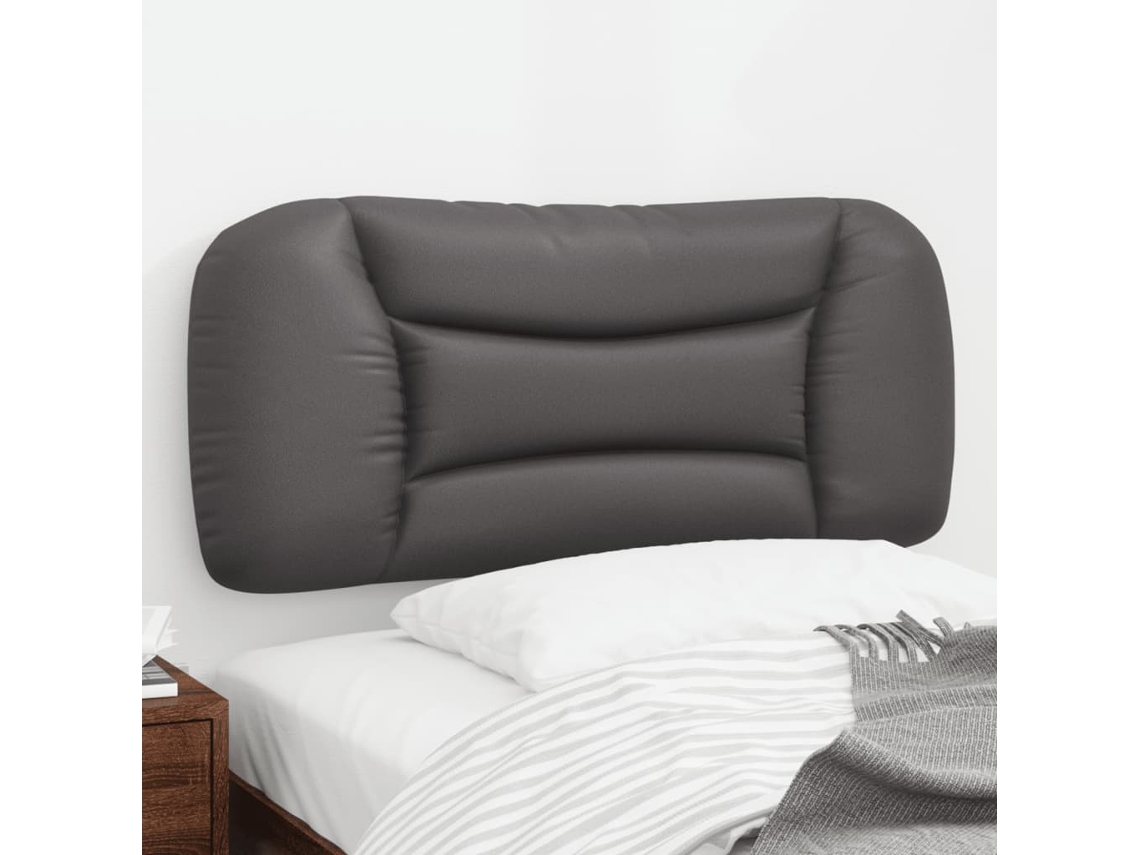 Vidaxl Almofadão De Cabeceira Hvar 80 Cm Couro Artificial Cinzento