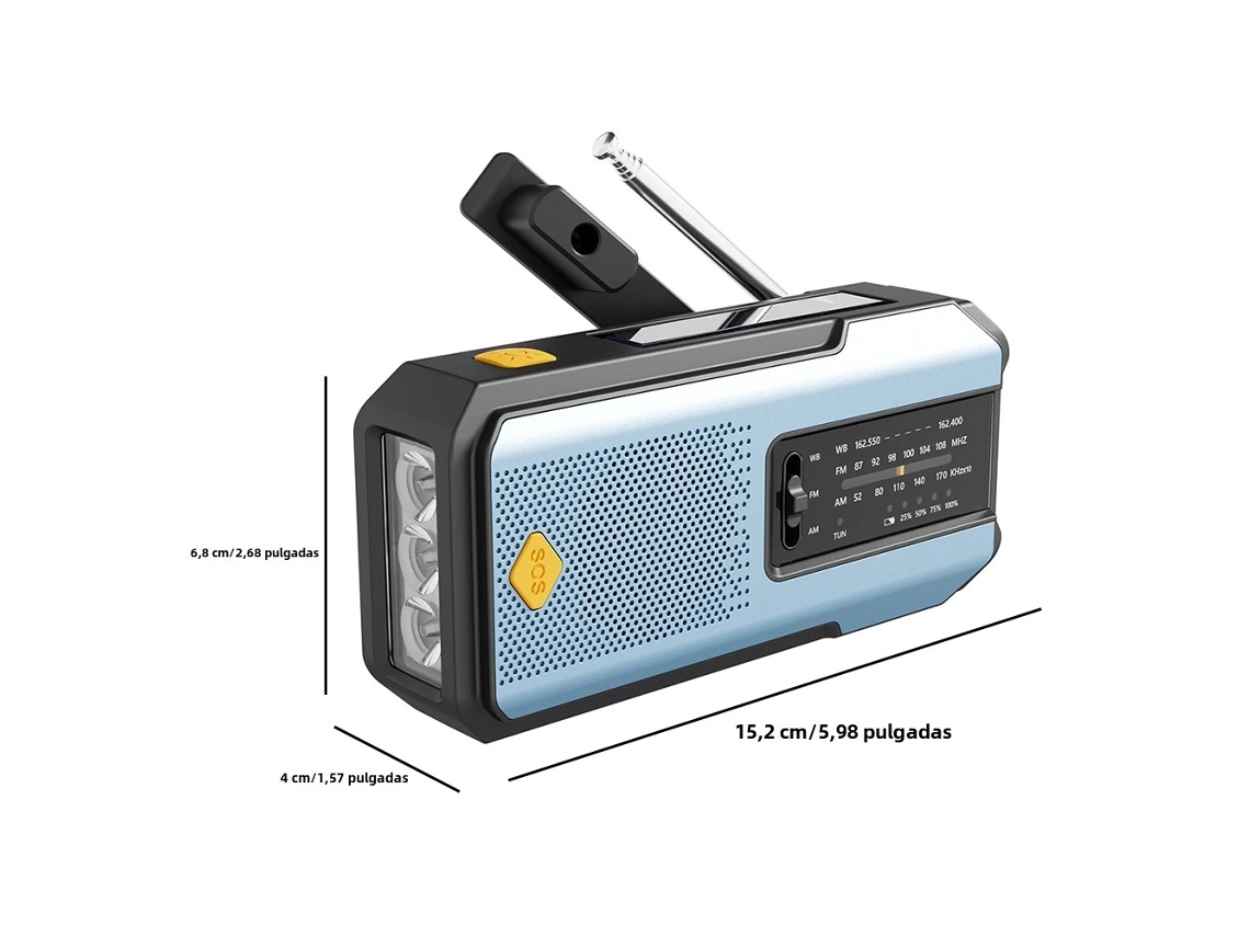 RADIO DE EMERGÊNCIA AQUAFORGE com 20000mah, lanterna, manivela, solar, alarme SOS, telefone