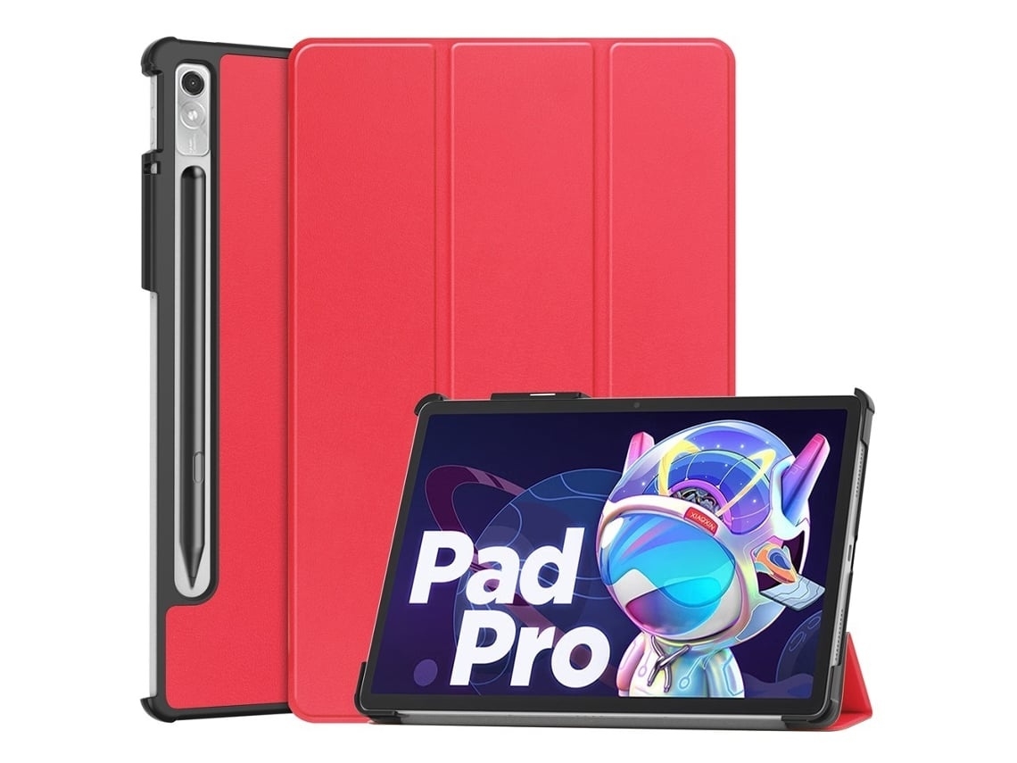 Capa Para Tablet Lurelia, Compatível Com Lenovo Tab P12, Vermelho, Couro Sintético, Dobrável Com Suporte