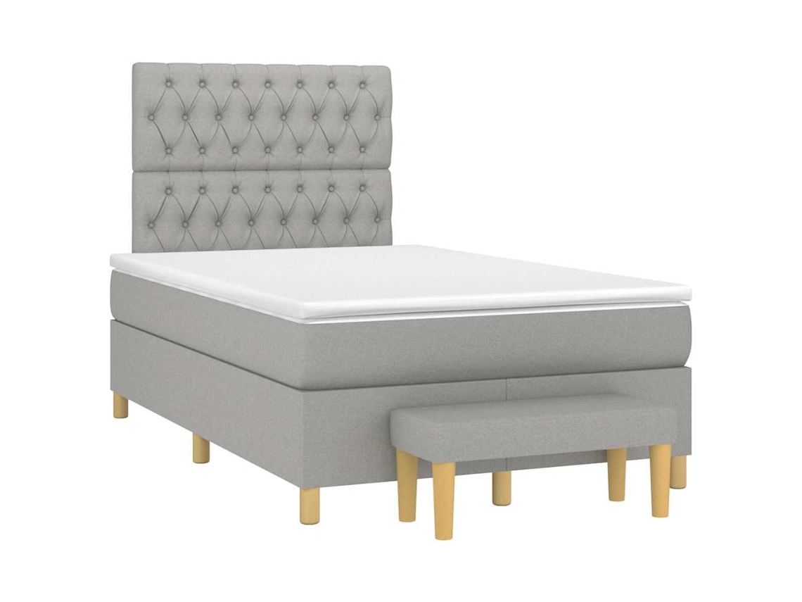 Vidaxl Cama Boxspring Com Colchão 120x190 Cm Tecido Cinzento-claro