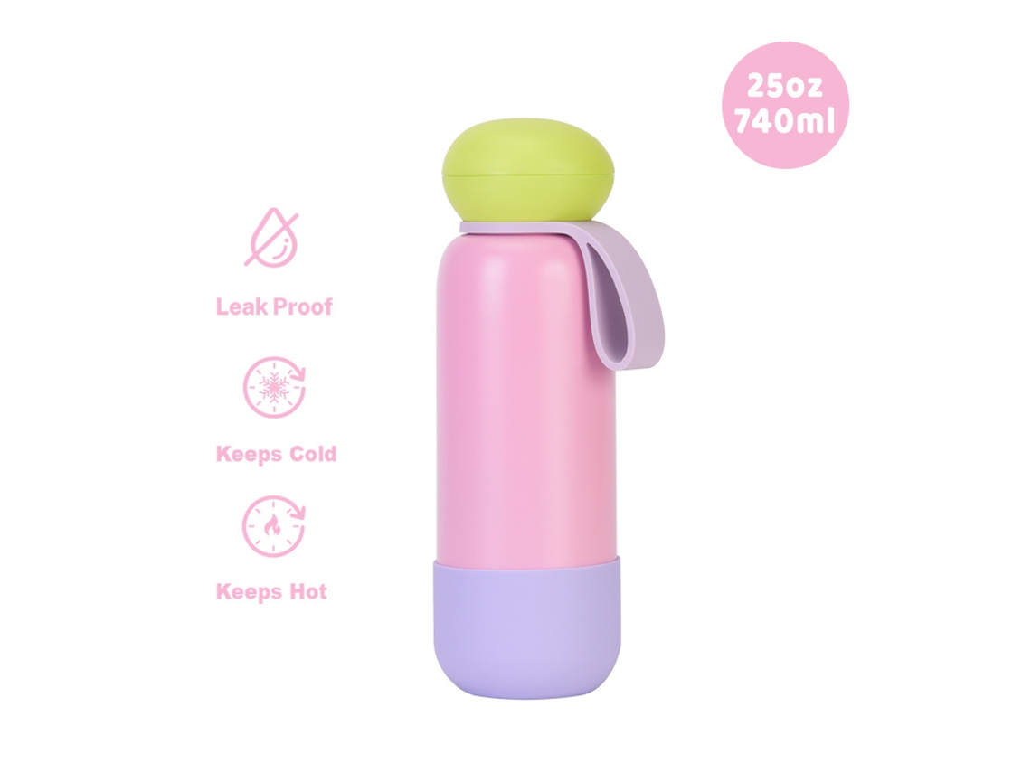 Copo Térmico Czhhmart, Garrafa De Aço Inoxidável Com Alça Portátil E Cores Contrastantes, 25oz /740ml Estilo 32