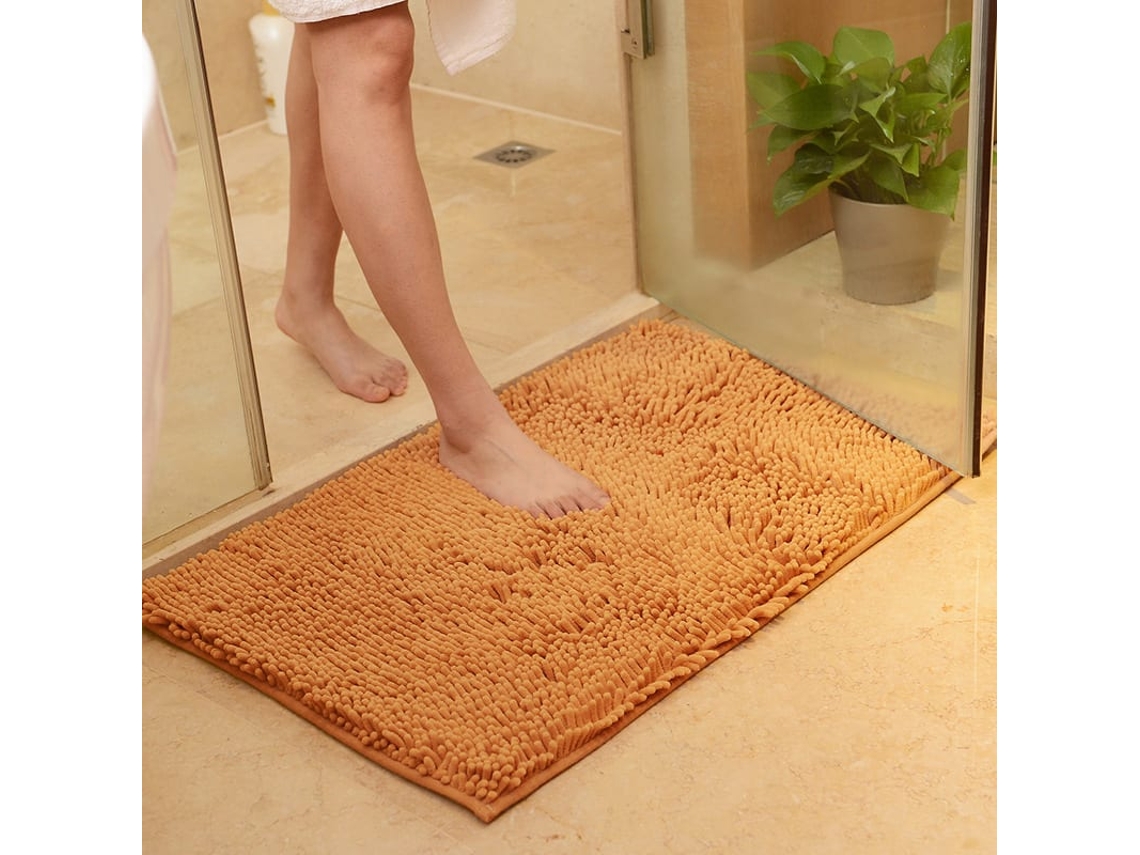 Tapete De Banho Antiderrapante Microfibra Lavável Secagem Rápida Absorvente Para Banheiro 16 Polegadas X 24 Polegadas Cor Champanhe