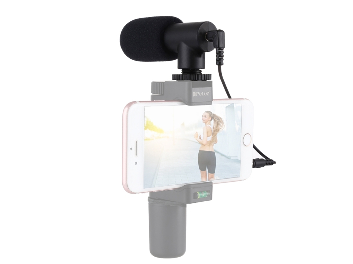 Microfone Profissional De Gravação Estéreo Para 3.5mm Para Dslr Filmadora Dv E Smartphones Preto