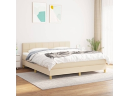 Vidaxl Cama Com Molas/colchão 160x200 Cm Tecido Cor Creme