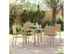 Vidaxl Conjunto De Jantar Para Jardim 5 Unid. Bege Vime Pe