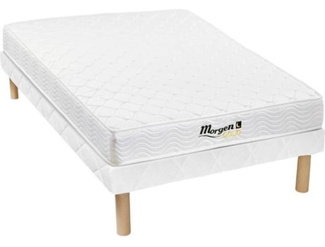 Sommier + Colchão MORGENGOLD Wolkenlos (Branco - Madeira - 90x200 cm)
