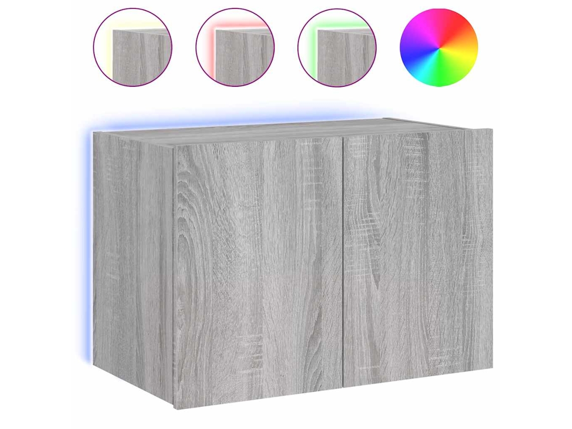 Móvel de Parede P/ Tv C/ Luzes Led Cinzento Sonoma MAISON EXCLUSIVE (60x35x41 cm)