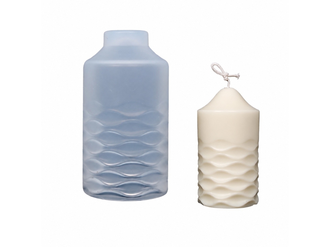 Molde De Silicone Para Vela Cilíndrica Ondulada