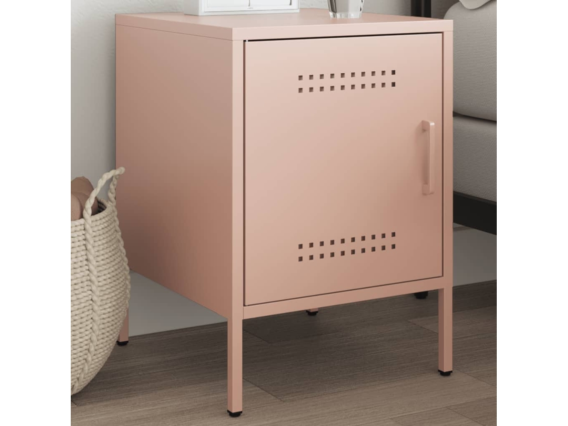 Vidaxl Mesa De Cabeceira 36x39x50,5 Cm Aço Rosa