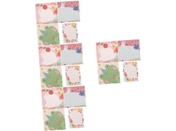 Conjunto de 4 blocos de notas com destaque, desenhos animados e marcadores de página.