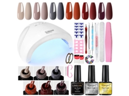 Kit Inicial De Nail Art Com Lâmpada Uv/led De 48w E 6 Cores De Esmalte Em Gel 04