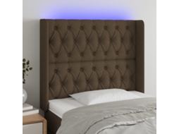 Vidaxl Cabeceira De Cama C/ Luzes Led Tecido 103x16x118/128cm Castanho