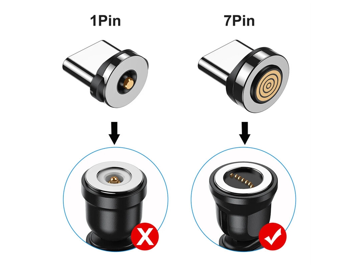 Pontas Magnéticas De 7 Pinos Para Cabo Magnético Tipo-c/ip, Pe?a De Substitui??o Para Adaptador Magnético De Carregamento Rápido