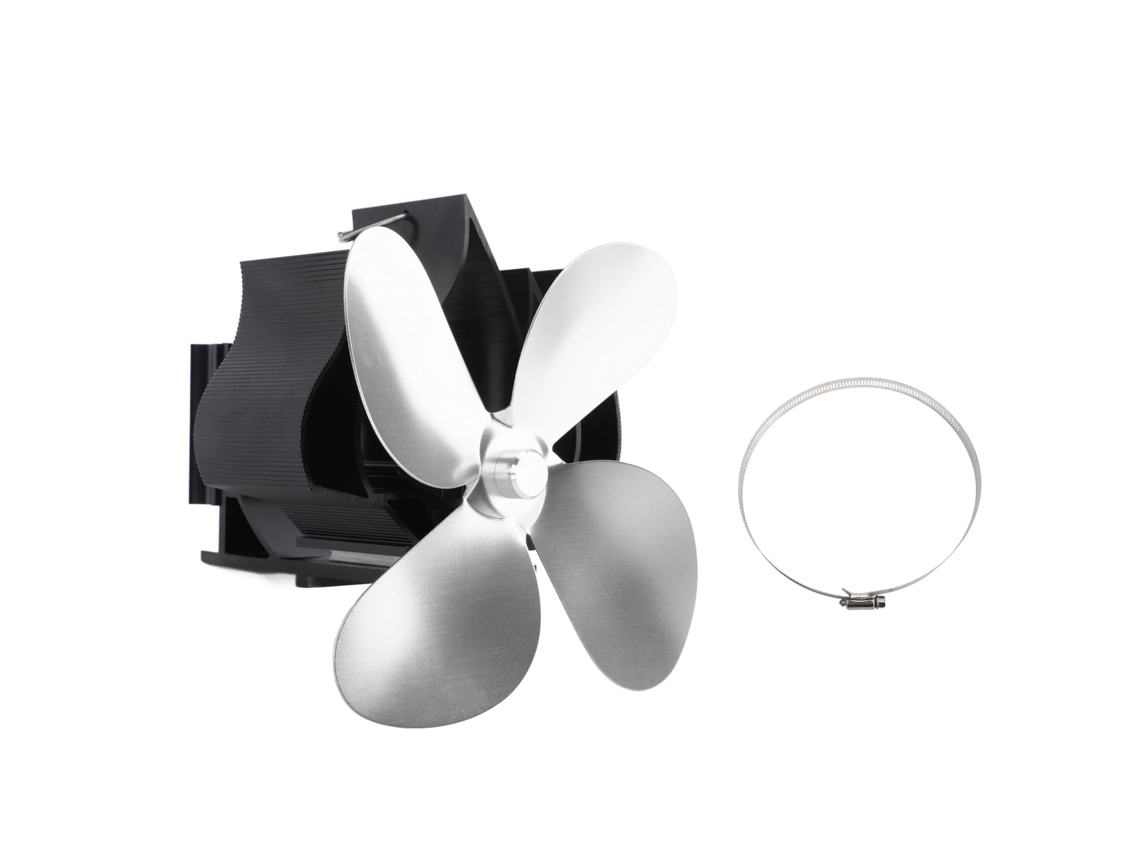 Primerox ventilador de Lareira em Parede 4 Pás Térmico para Fogão a Lenha Prata