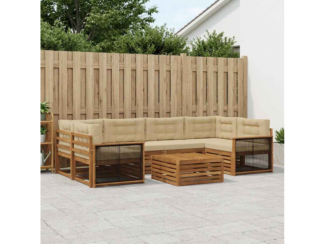 Vidaxl Conjunto De Sofás Para Exterior 7 Unid. Natural E Bege