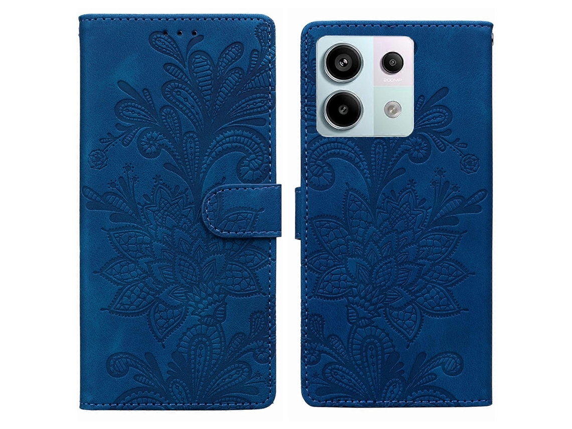 Capa De Celular De Pu Com Fivela Magnética E Estampa Floral De Renda E Alça De Pulso