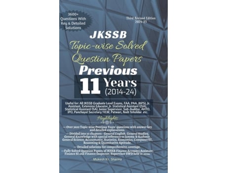 Livro JKSSB Topic-wise Solved Question Papers Previous 9 Years de Mukesh Kr Sharma (Inglês)