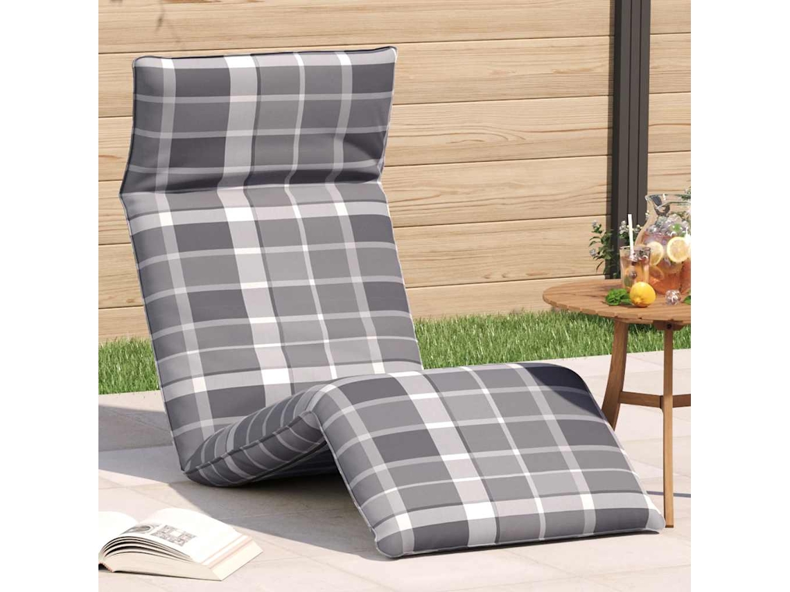 Vidaxl Espreguiçadeira Dobrável 175x54x8,5 Cm Padrão Xadrez Cinzento