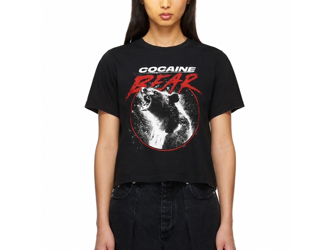 Rockinstone Cocaine Bear In Circle Black Adult T-shirt Size:xl