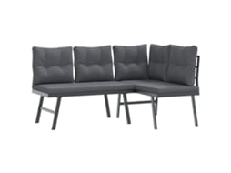 Conjunto 2 Banco de jardim VIDAXL Preto Aço