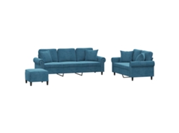 Sofa Set, Sofa Sets Vidaxl Azul Veludo (n/a)
