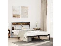 Vidaxl Estrutura De Cama Sem Colchão 120x190 Cm Metal Carvalho Fumado