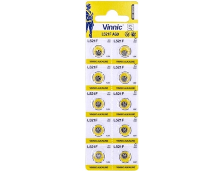 Pilhas Alcalinas tipo Botão VINNIC AG0 (10 Und)