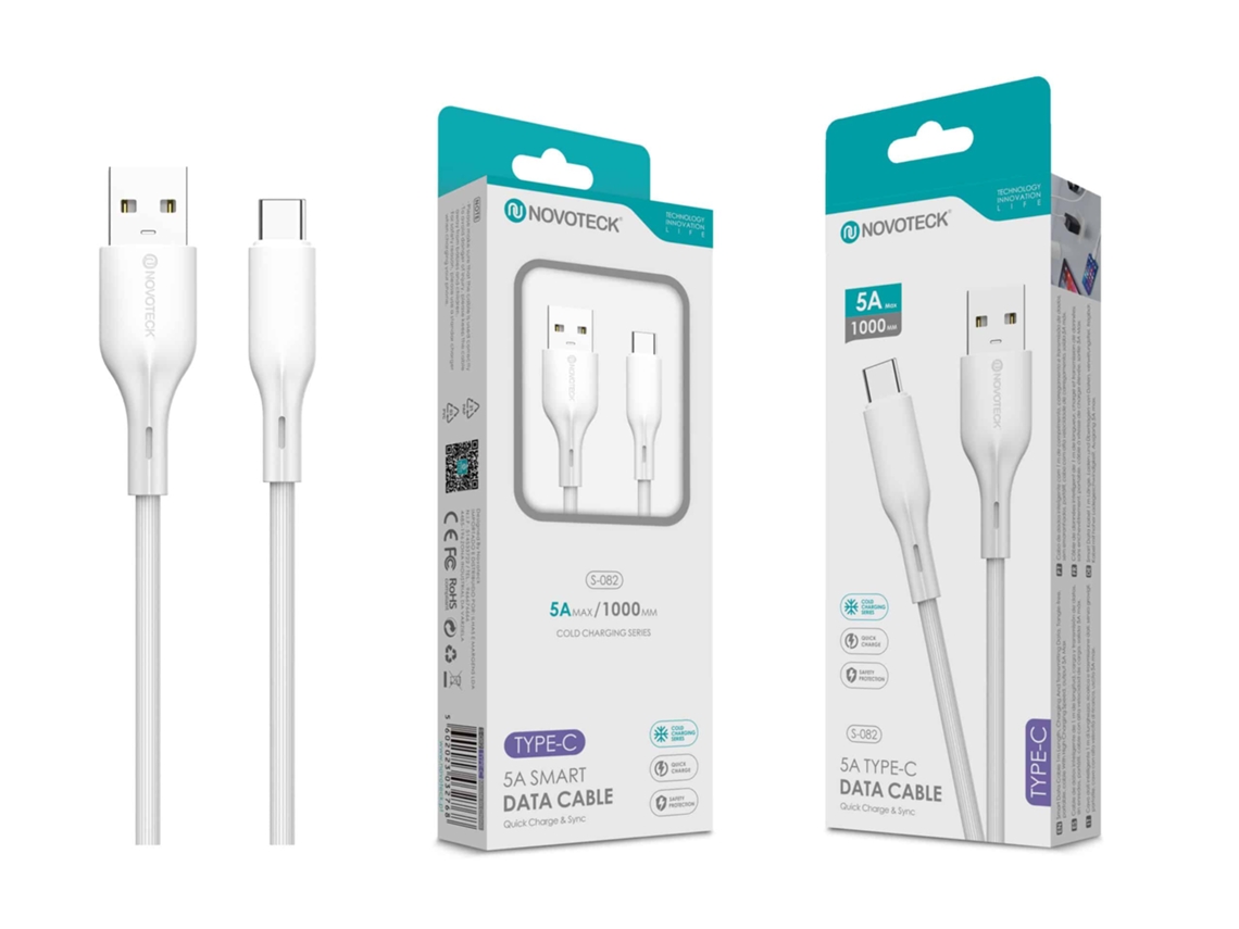 Cabo De Dados Fast Charge 5a Pvc Macaron Design Branco , Type C Usb , 1.0m