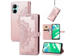 Capa De Couro Com Estampa De Flor De Mandala Para Realme C33