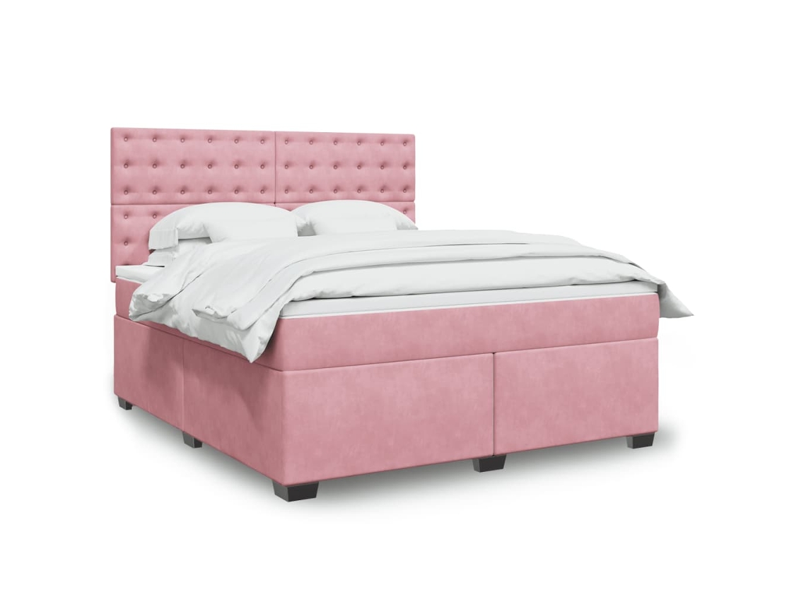 Vidaxl Cama Com Molas/colchão 180x200 Cm Veludo Rosa