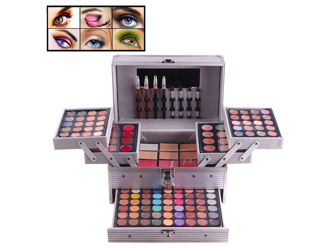 Kit De Maquiagem Profissional Com Diversas Cores E Variedade De Itens