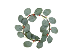 Wreath De Eucalipto Com Pequenas Flores Diâmetro Interior 18cm