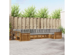 Vidaxl Conjunto De Sofás Para Exterior 7 Pcs Cinza Natural E Claro