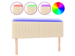 Cabeceira de Cama SFUSHOS com Luzes LED Tecido 144x5x78/88 cm Cor Creme
