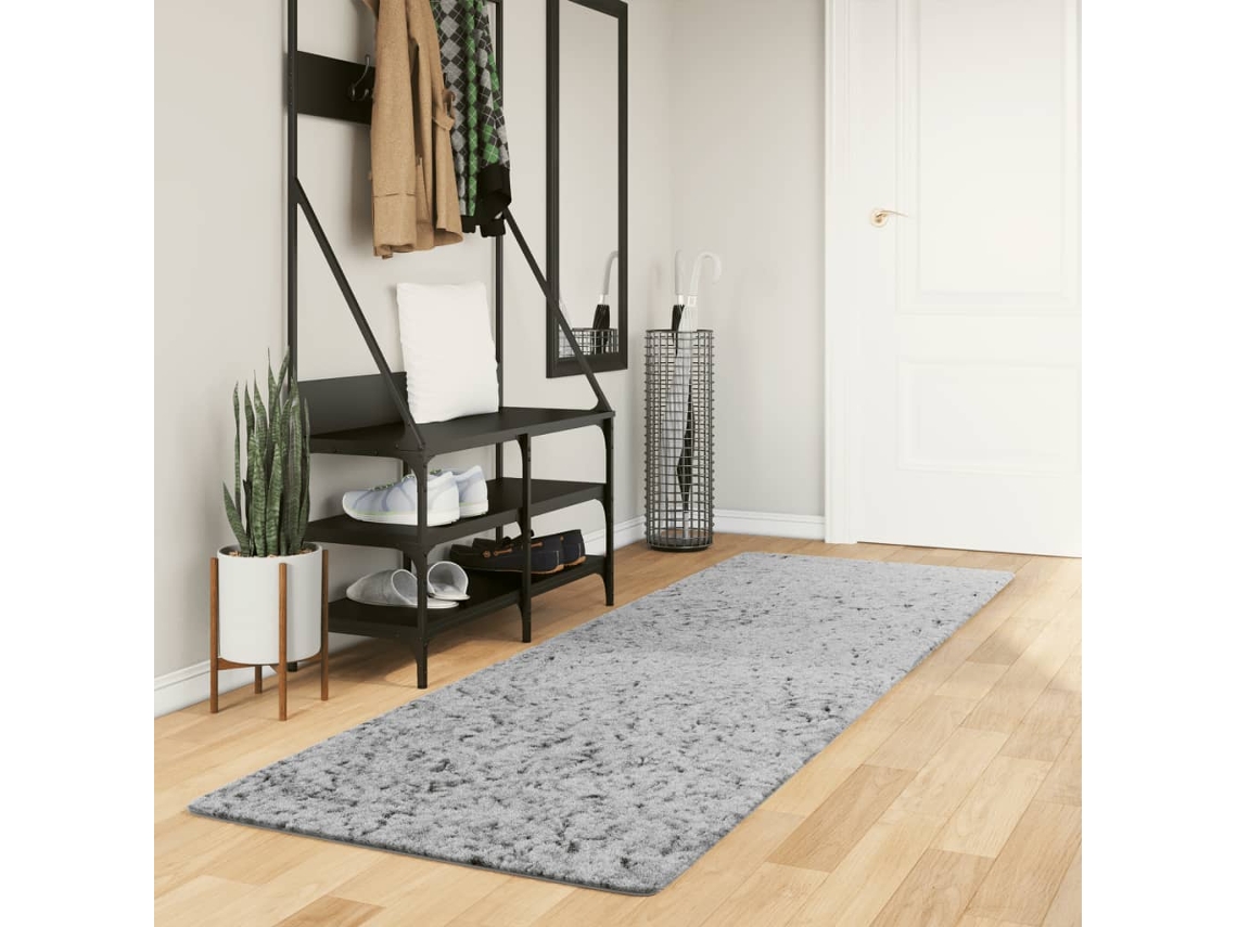 Vidaxl Tapete Shaggy De Pelo Alto Pamplona 80x250 Cm Cinzento