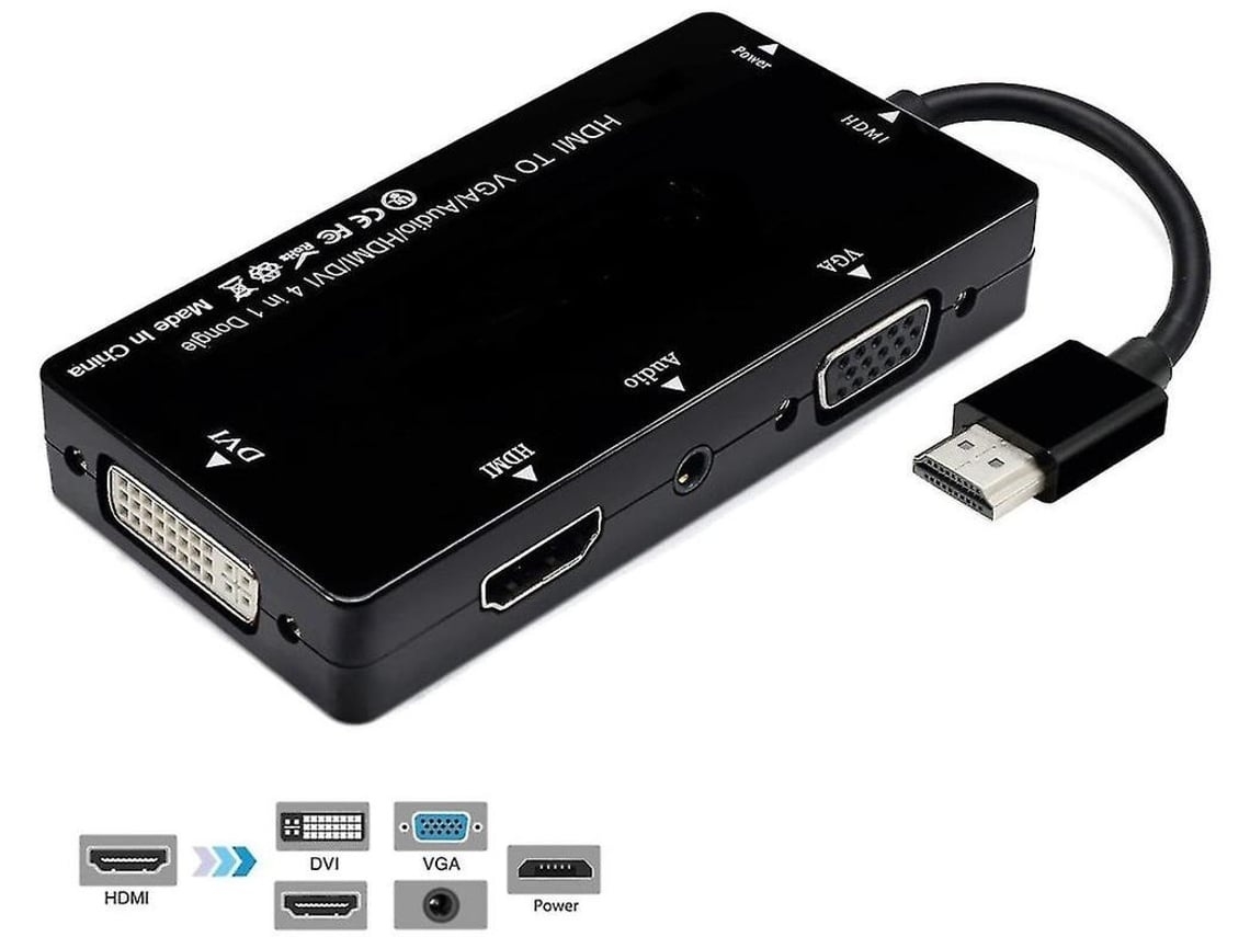 Adaptador HDMI Lurelia Cabo para VGA, com áudio e alimentação, preto.