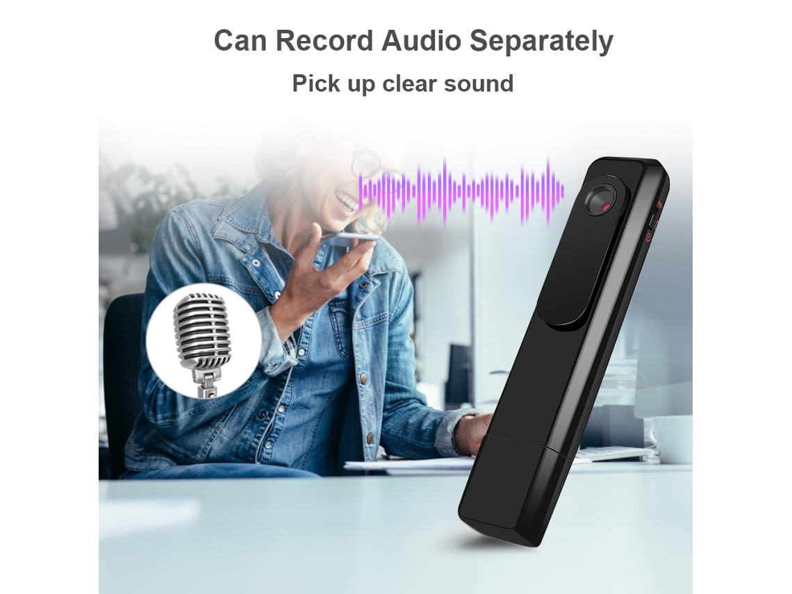 1080p Video Camera Clip on Mini Camcorder Video Audio Recorder Usb Pocket Cam Built in Lithium Battery One Key Fast Record For Home Office LAXISCREED