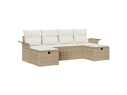 Conjunto 6 Conjunto De Sofá De Jardim Vidaxl Bege Vime Pe (55 X 55 X 37 Cm)