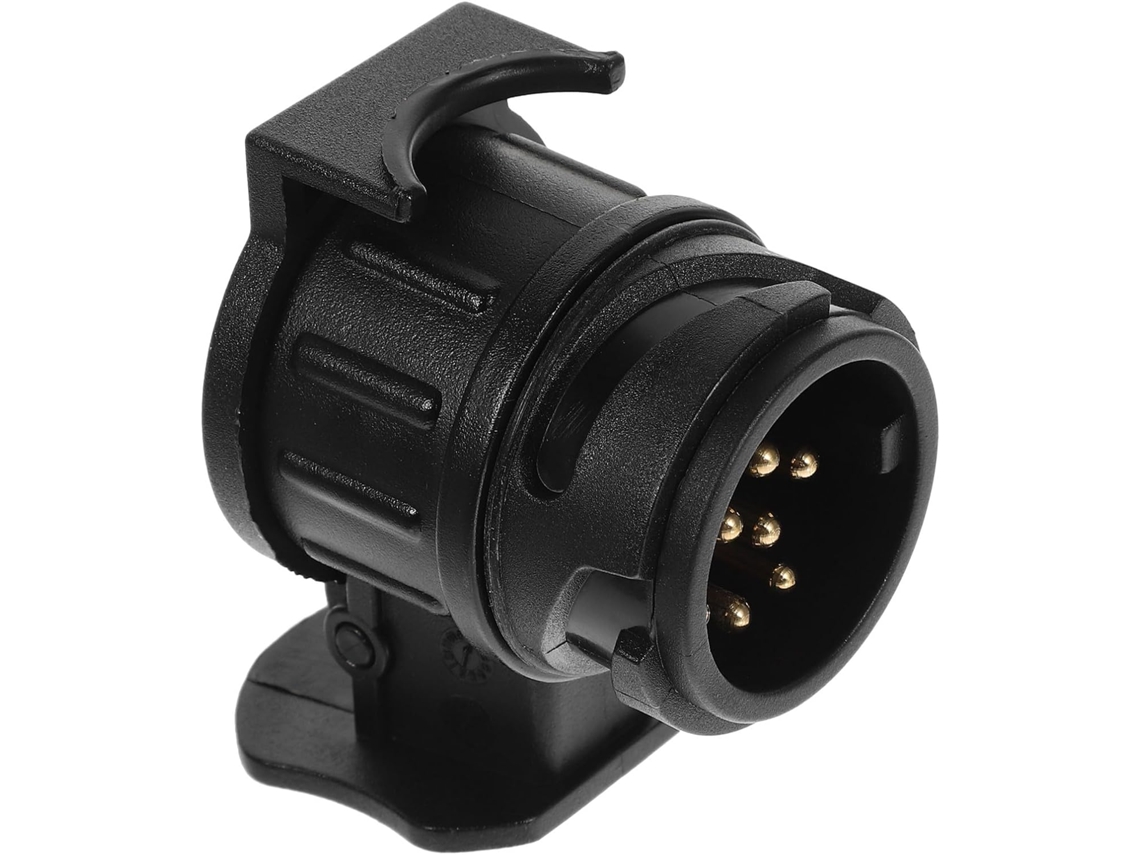 Adaptador Elétrico Para Reboque De 13 Pinos Para 7 Pinos Em Plástico Preto Com Conector De Cobre, Resistente E Fácil De Instalar.