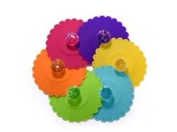 Conjunto De 6 Tampas Silicone Para Copos E Tigelas, Com Design Boneca Fofa. À Prova Poeira. Aquaforge